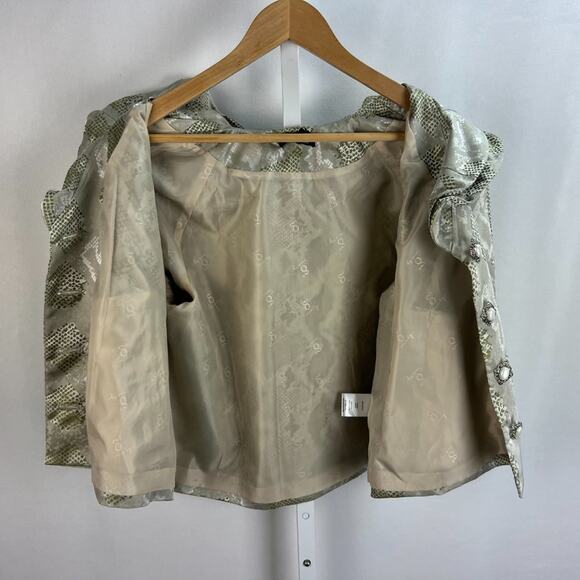 Samuel Dong Reptile Print Cropped Jacket Sz L - Picture 7 of 8